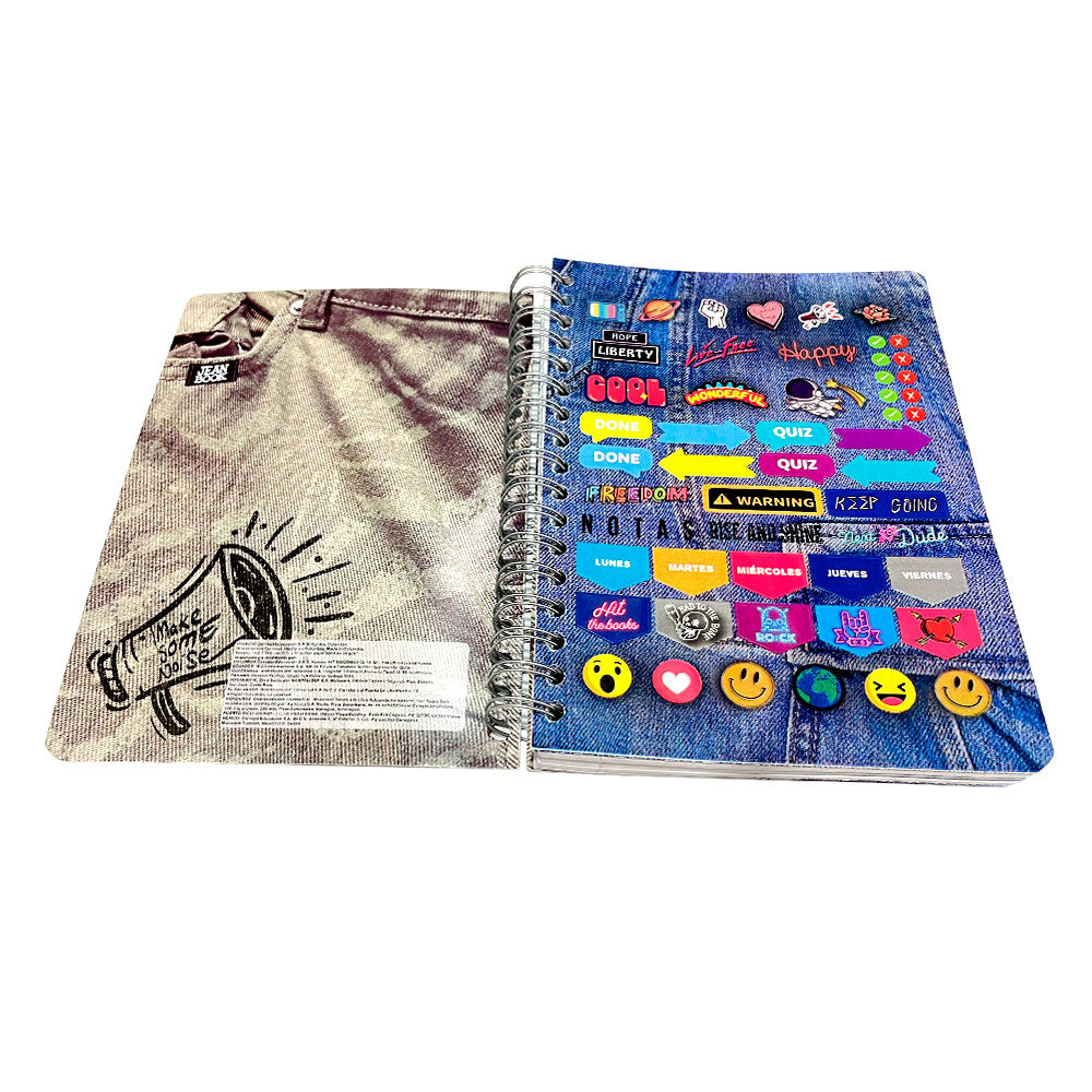 Libreta Pequeña Con Espiral Doble Norma Jeans Book / 5 Materias / Surtido