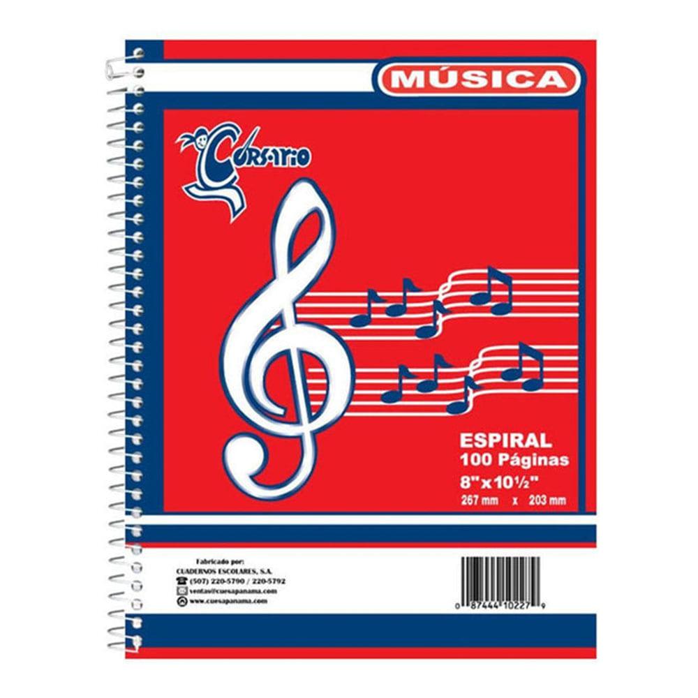 Libreta de Música Espiral Corsario 100 Páginas 8" x 10.5"
