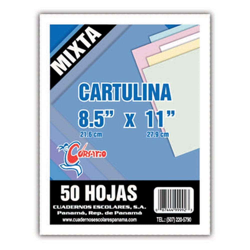 Cartulina Corsario 50 Hojas 8.5" x 11" 5 Colores