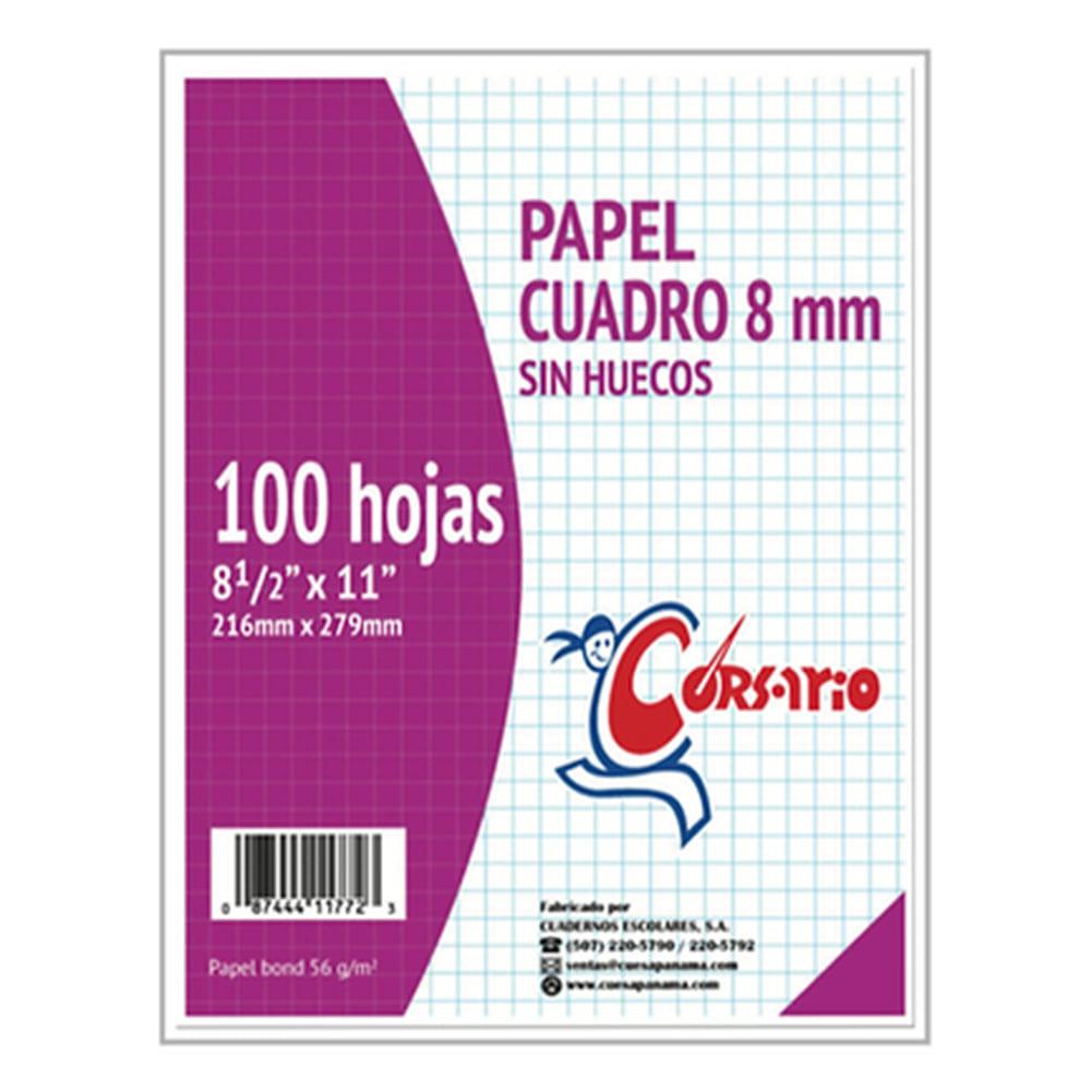 Hojas Cuadriculadas Corsario Sin Huecos 100 Hojas 8.5" x 11"