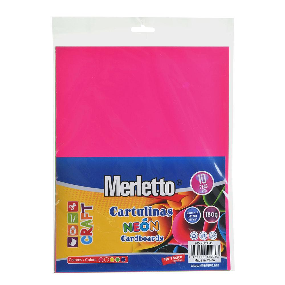 Cartulina Marletto Colores Neon 10 Hojas 8.5" x 11"