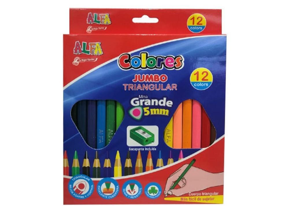 Lápices de Colores Jumbo Alfa Triangular 12 Colores