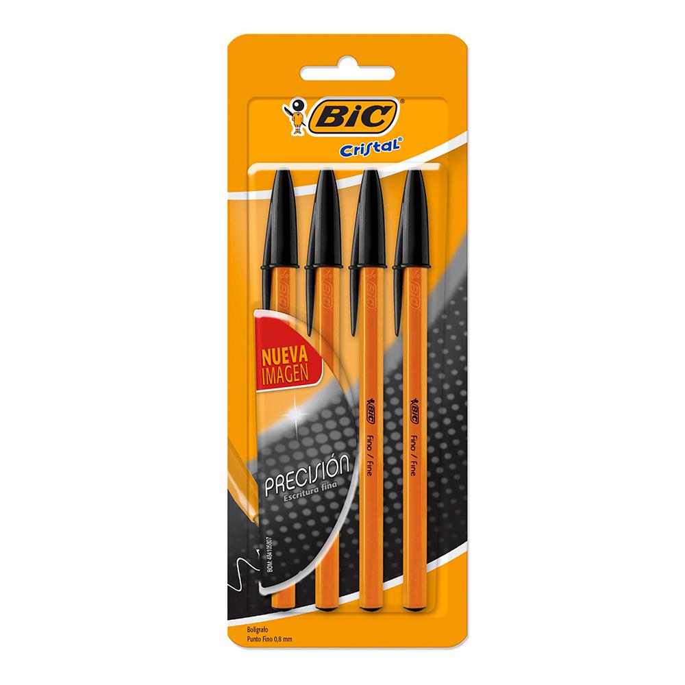 Bolígrafo de Precisión Bic Crystal Negro 0.8 mm 4 Piezas
