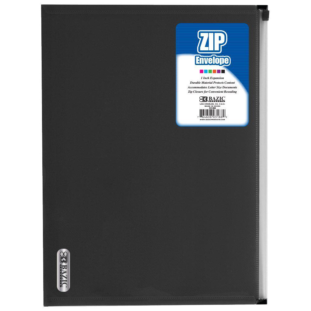 Sobre Plástico Bazic Tamaño Carta Con Cierre - Surtido