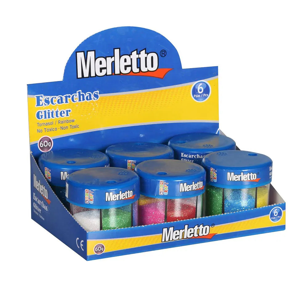 Escarcha Merletto en Pote (60G) / 6 Colores Neón