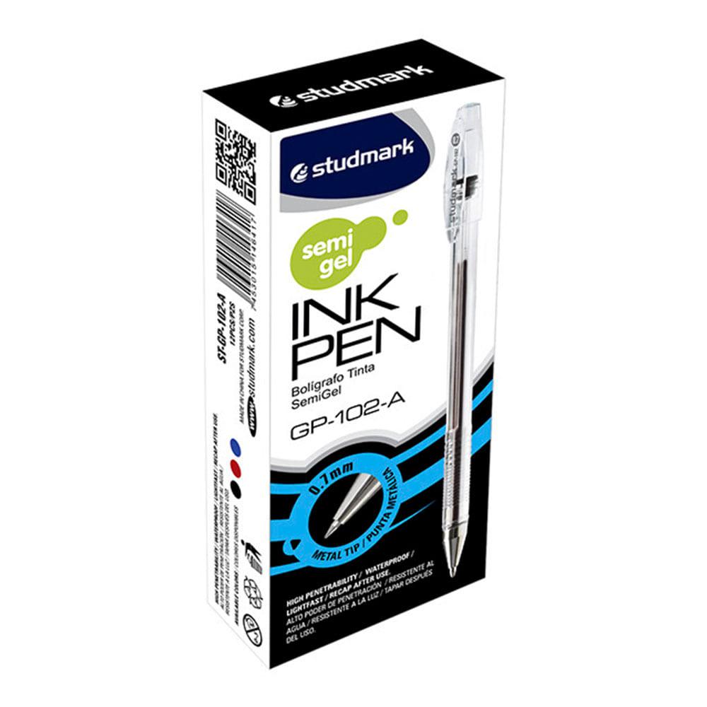 Bolígrafo Studmark Semi Gel de 0.7 mm Negro 12 Piezas