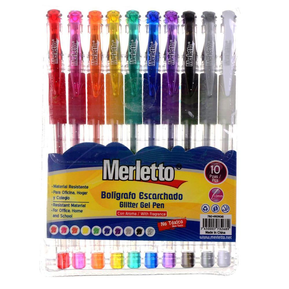 Bolígrafo Gel Merletto Escarchado 10 Piezas