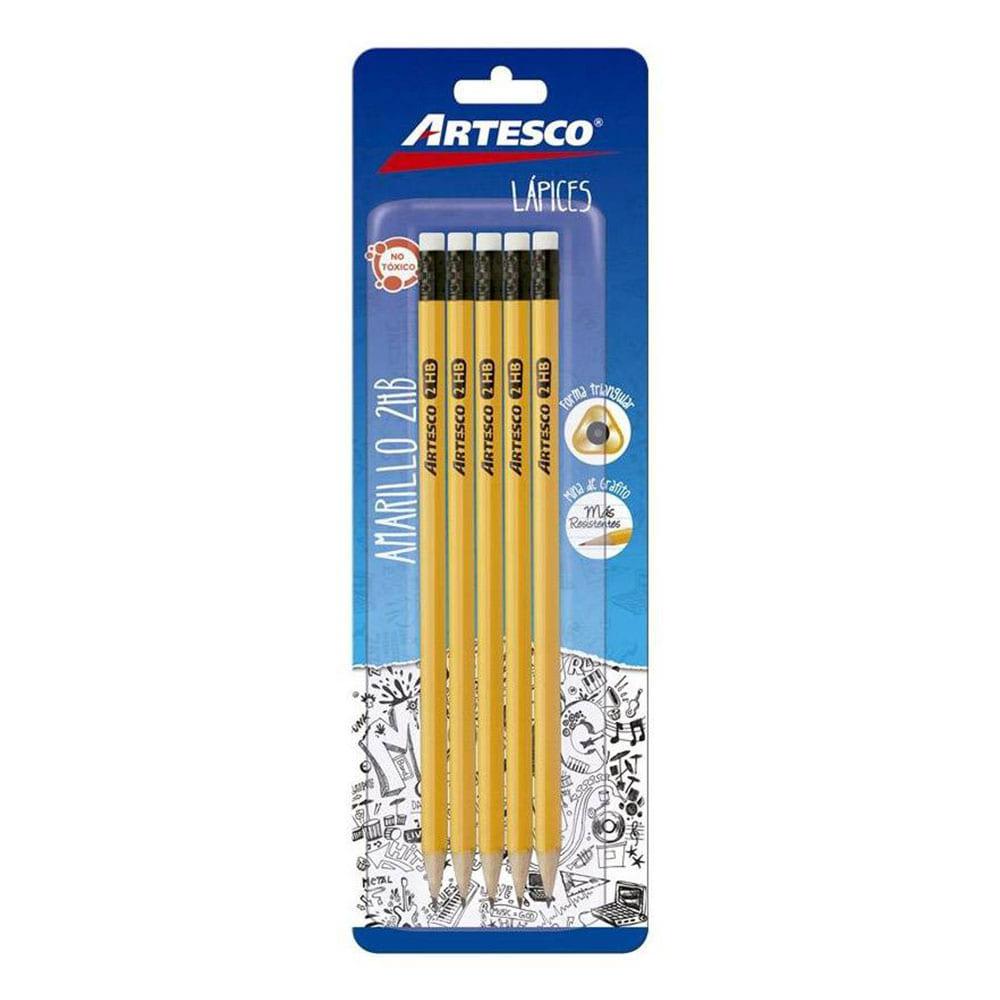 Lápiz Grafito Artesco 2HB 5 Piezas