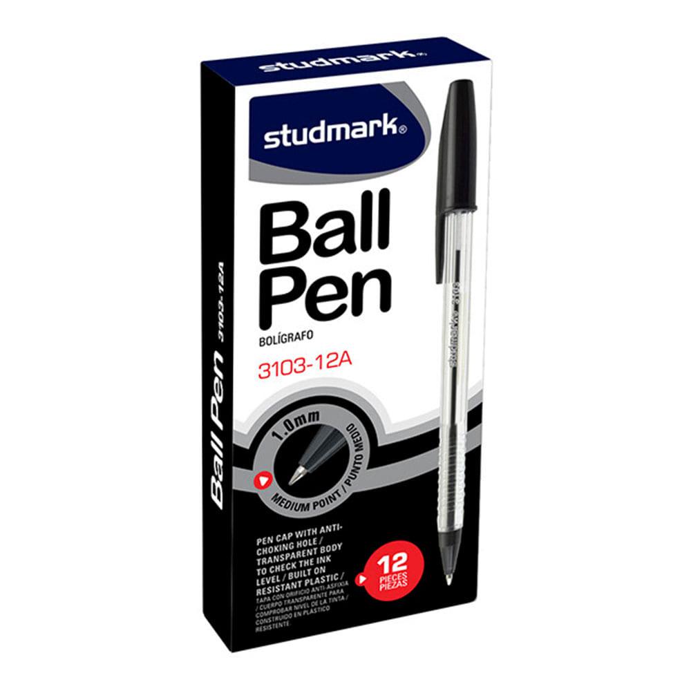 Bolígrafo Studmark Negro 12 Piezas