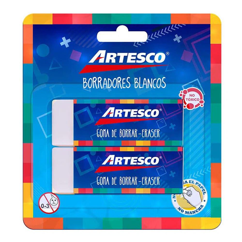 Borrador Blanco Artesco Blister de 2 Piezas