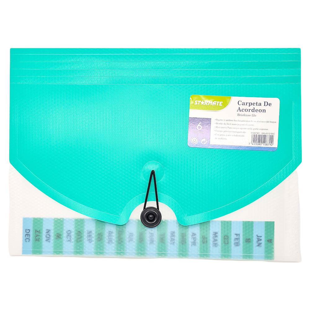 Carpeta de Acordeón Starmate de Plástico Con 6 Bolsillos - Surtido