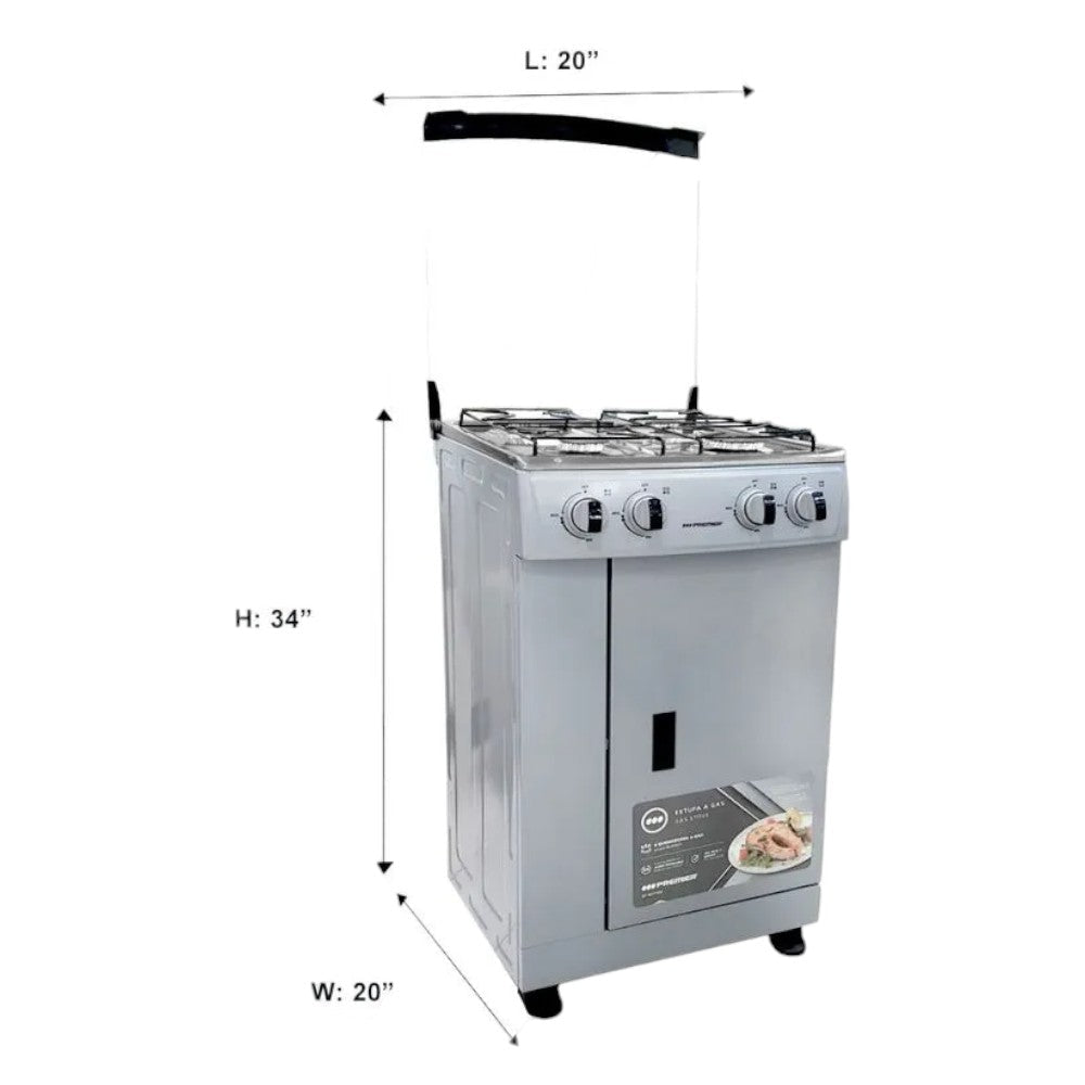 Estufa A Gas Premier / 4 Quemadores / Plateada / Con Gavetero - Premier - Titan.com.pa - 7453064739264