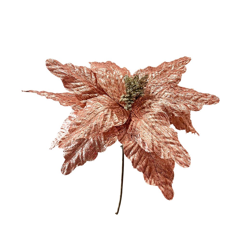 Flor Navideña Poinsettia 30 Cm Rose Gold - Montefiori Christmas - Titan.com.pa - 7453121014747