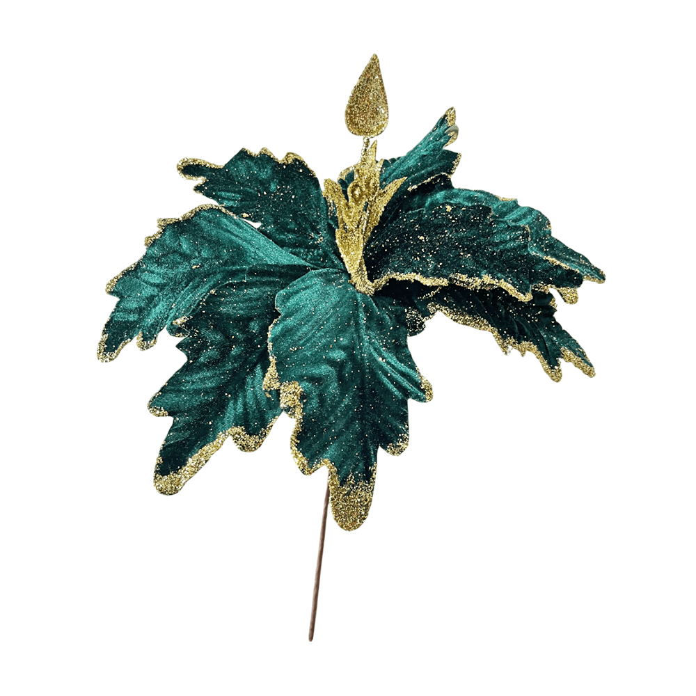 Flor Navideña Poinsettia 30 Cm Verde - Montefiori Christmas - Titan.com.pa - 7453121002881
