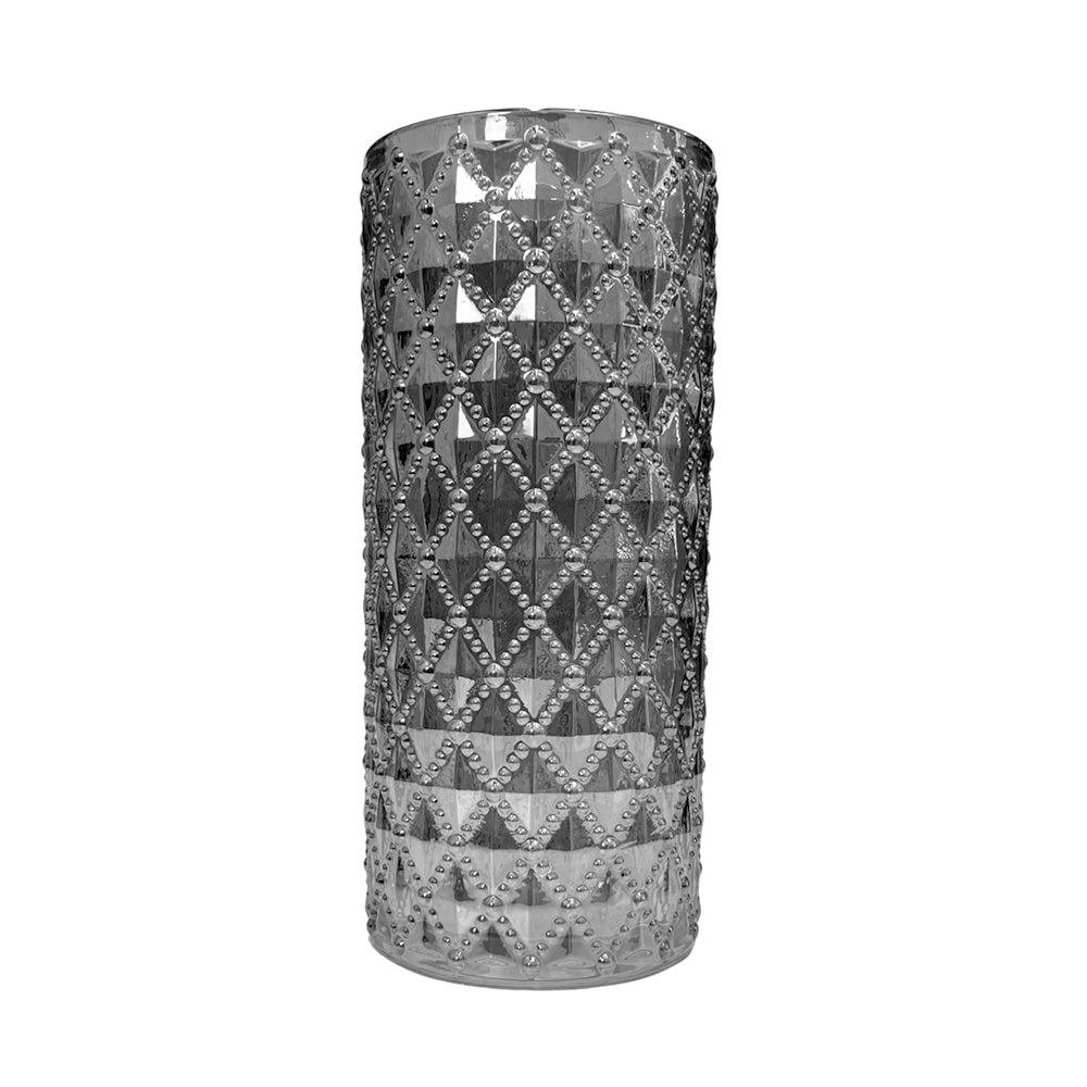 Florero decorativo de vidrio Home Elegance con diseño cilíndrico.