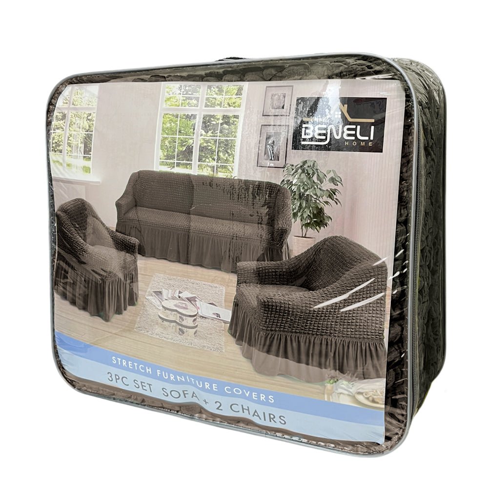 Forro De Sofá Beneli Home Set 3 Piezas Chocolate - Beneli Home - Titan.com.pa - 7453129420199