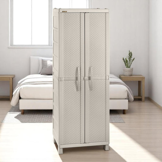 Armario Para Ropa Rimax - 2 Entrepaños / Textura Rattan / Taupe