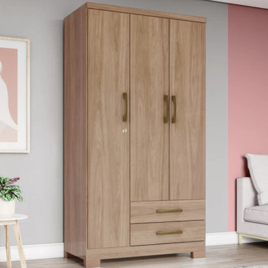Closet Mdf Henn de 3 Puertas / Jequitiba Brilho