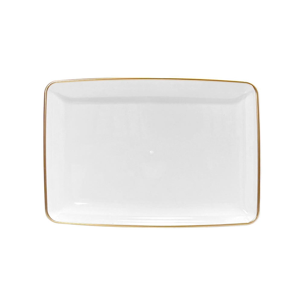Bandeja Rectangular Para Servir Lillian / 11" x 8" / 3 Piezas / Blanca-Gold