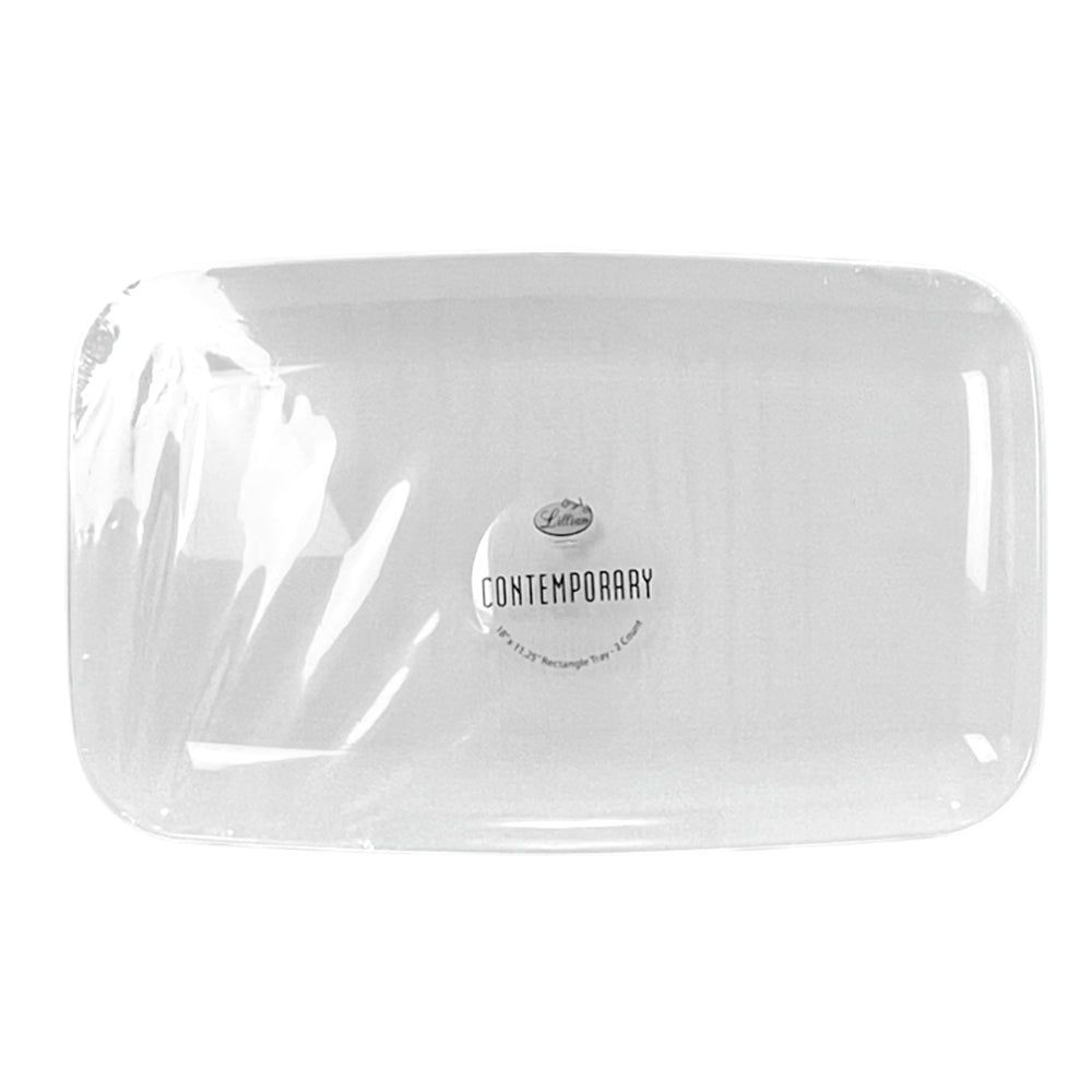 Bandeja Rectangular Para Servir Lillian / 18" x 11.2" / 2 Piezas / Blanca