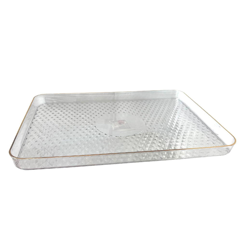 Bandeja Plástica Clear Home Elegance 42 cm con Borde Dorado