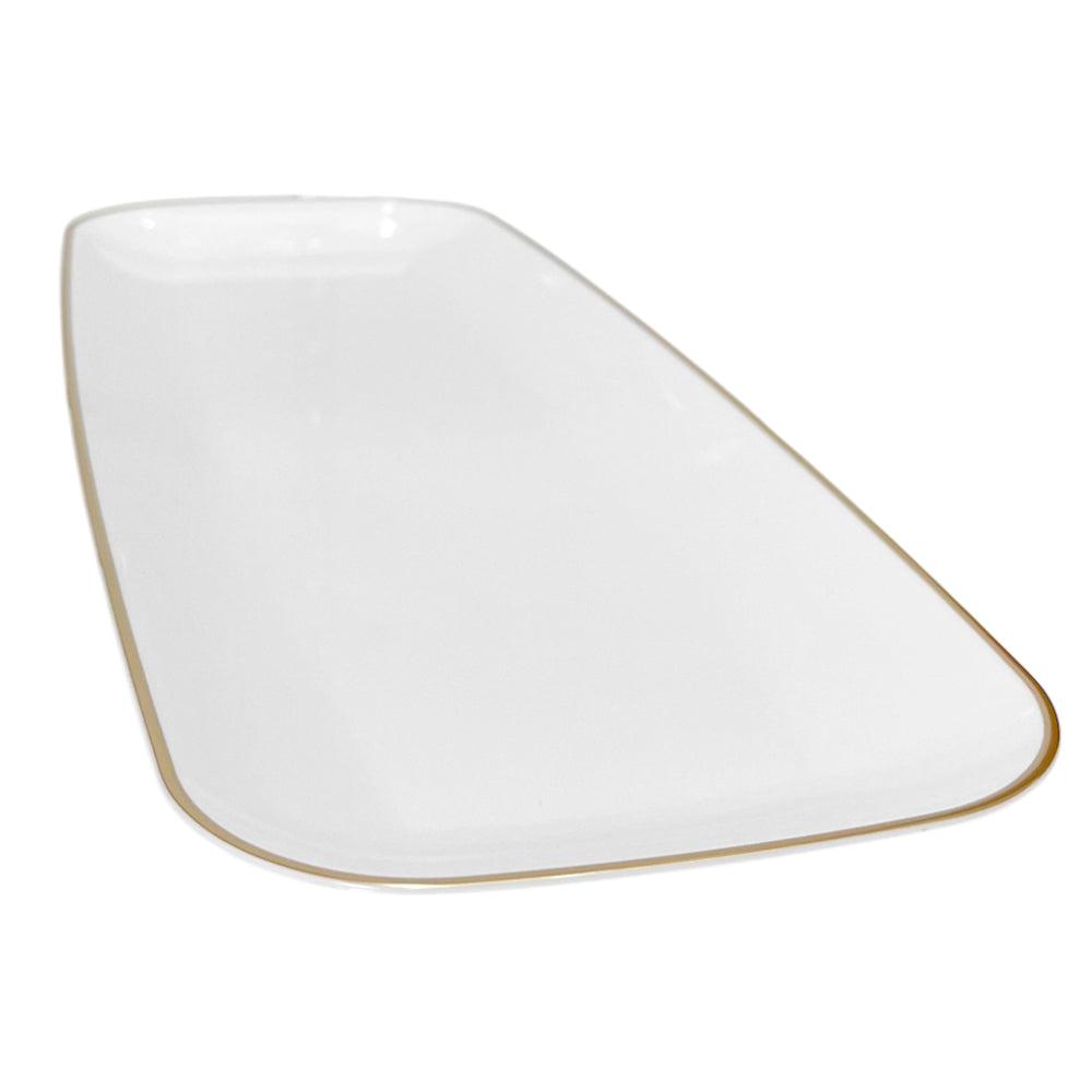 Bandeja Rectangular Para Servir Lillian / 18" x 7" / 2 Piezas / Blanca-Gold