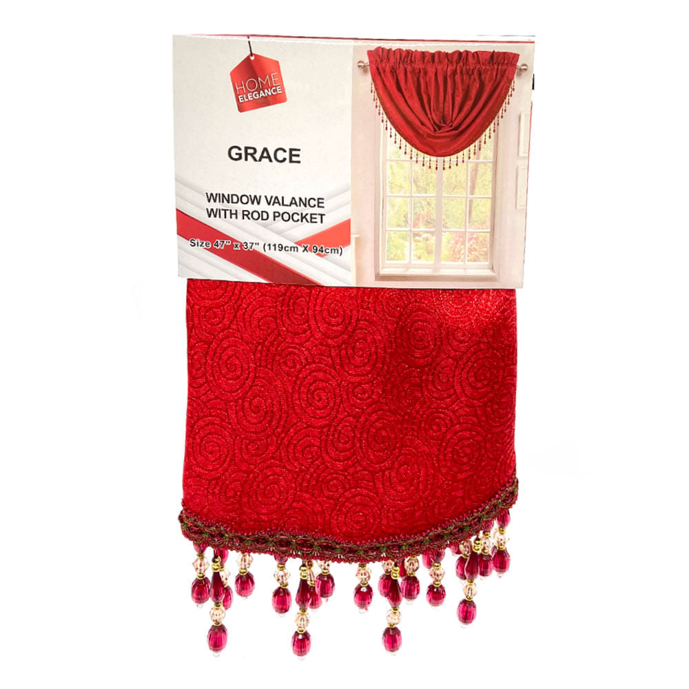 Cenefa Home Elegance Grace 47" x 37" - Rojo oscuro