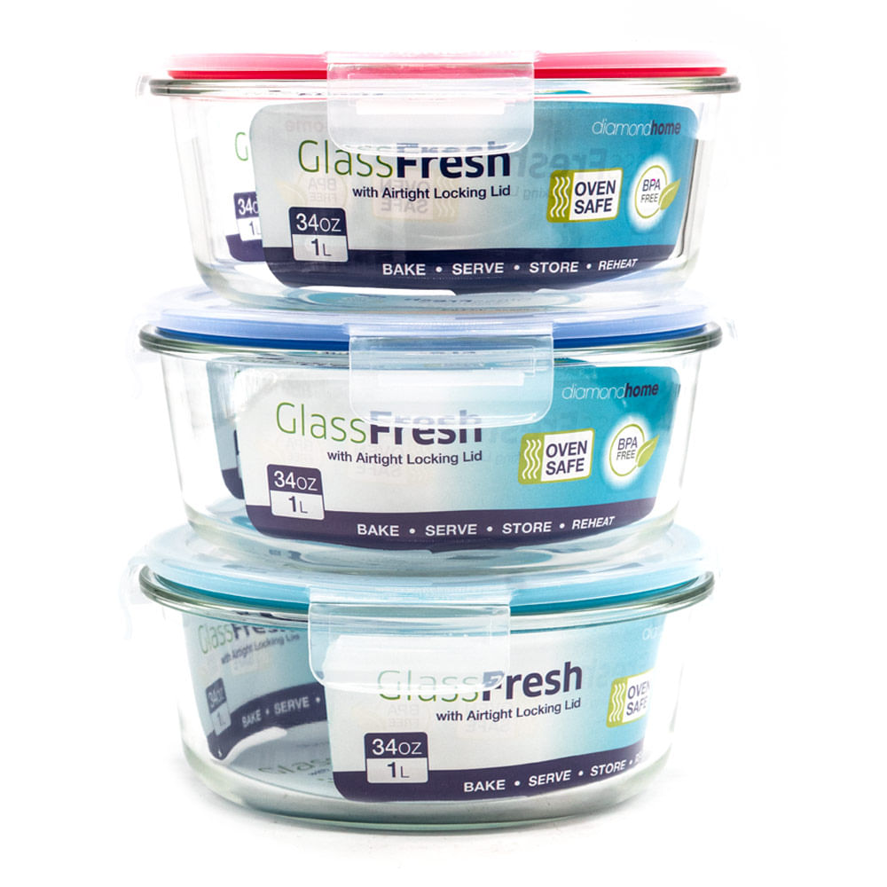 Envase de Vidrio Diamond Home Redondo 34 oz