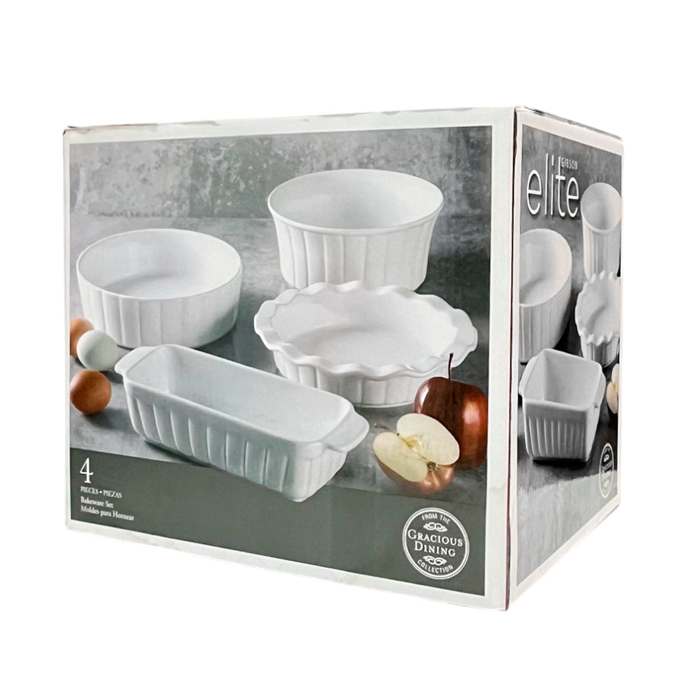 Molde Para Repostería De Cerámica 4 Piezas Blanco Gibson Elite