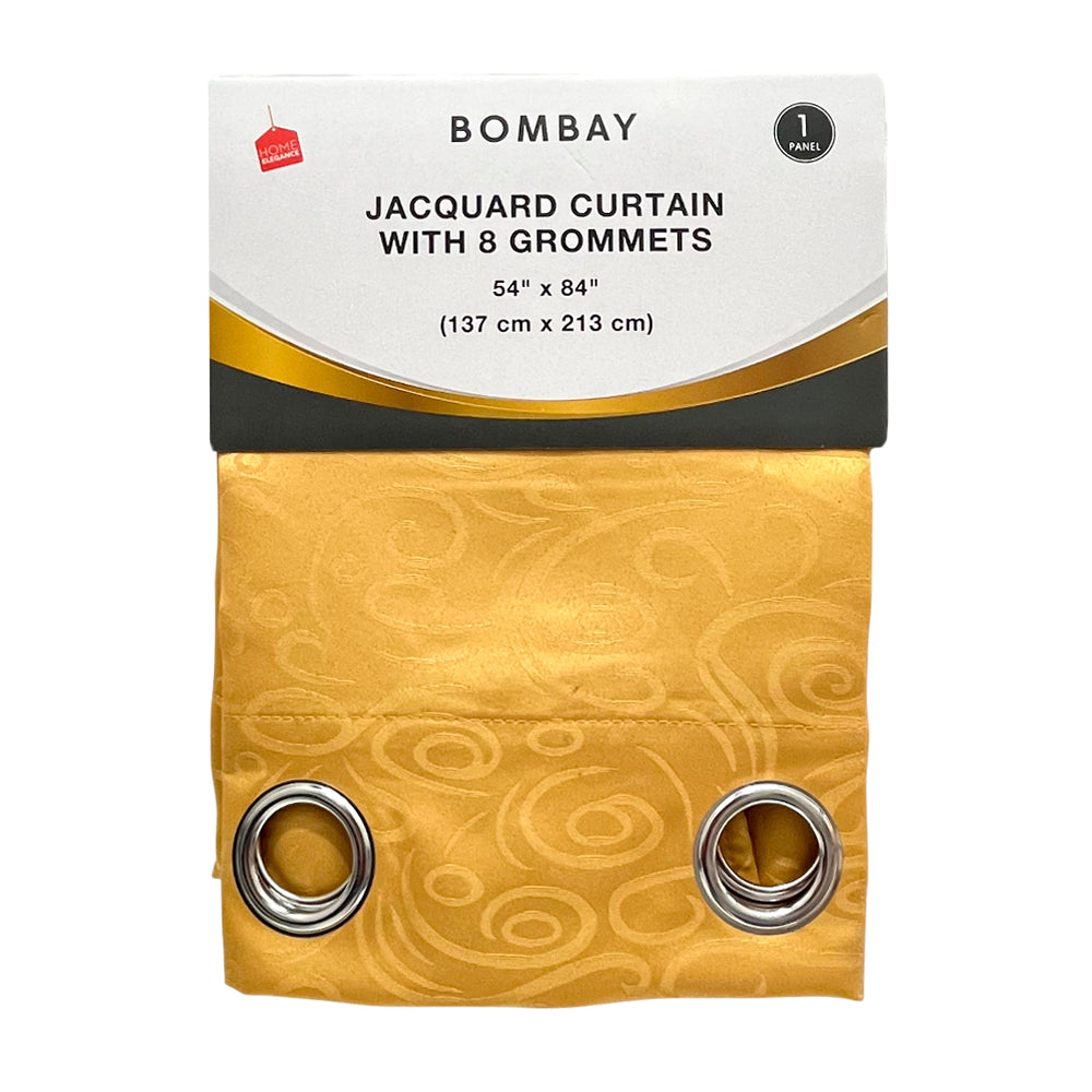 Cortina Bombay / Home Elegance / Gold con Aros / 54" x 84"