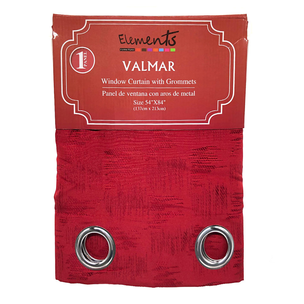 Cortina Elements Valmar Con Aros 54" x 84" - Rojo oscuro