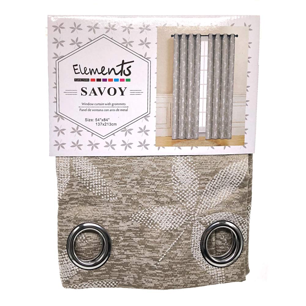 Cortina Elements Savoy Con Aros 54" x 84" - Plateado