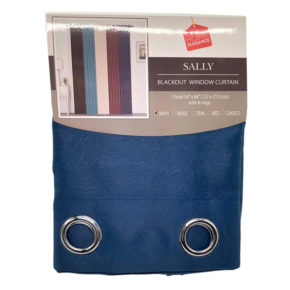 Cortina Home Elegance Sally Blackout Con Aros 54" x 84" - Azul Marino