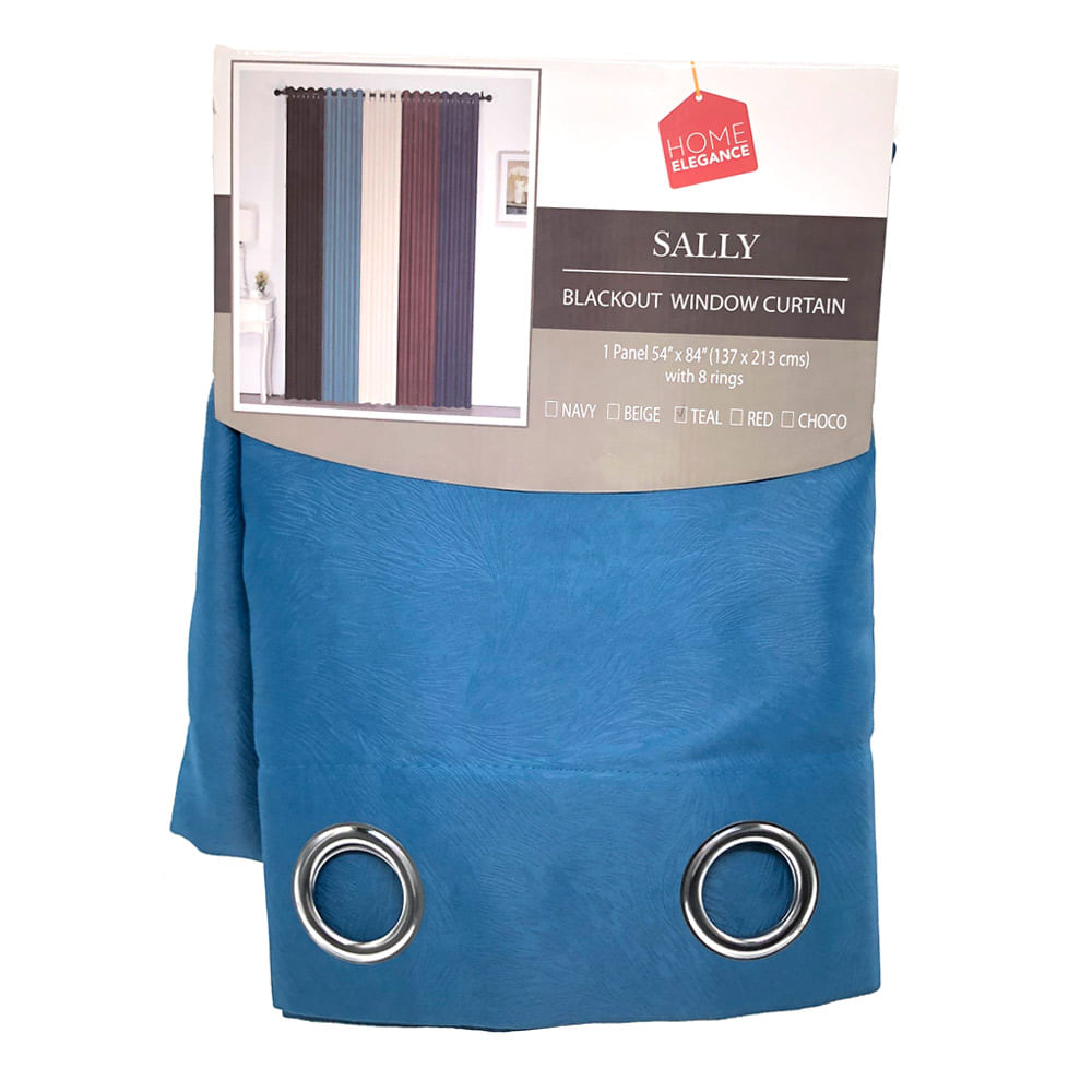 Cortina Home Elegance Sally Blackout Con Aros 54" x 84" - Aguamarina oscuro