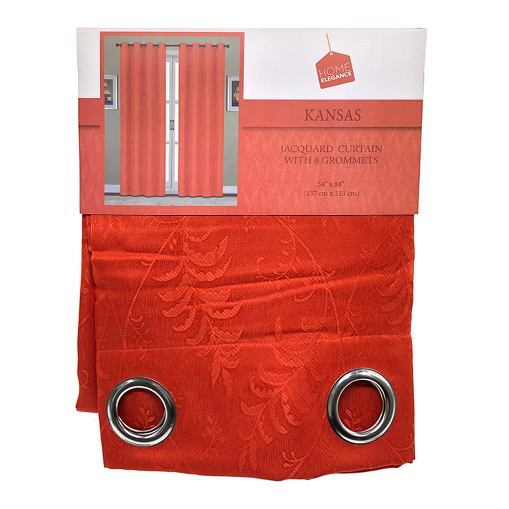 Cortina Home Elegance Kansas Con Aros 54" x 84" - Naranja