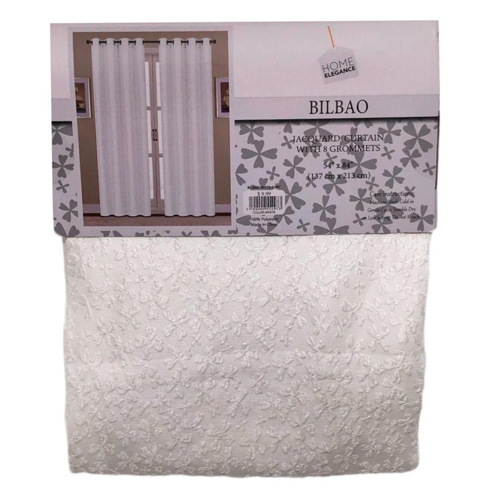 Cortina Home Elegance Bilbao 54" x 84" Con Aros - Blanco