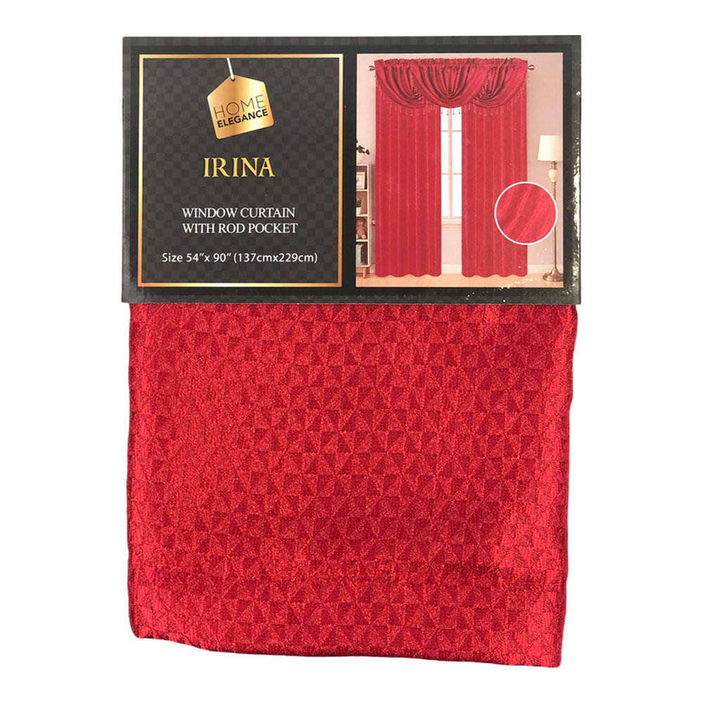 Cortina Home Elegance Irina Rod Pocket 54" x 90" - Rojo