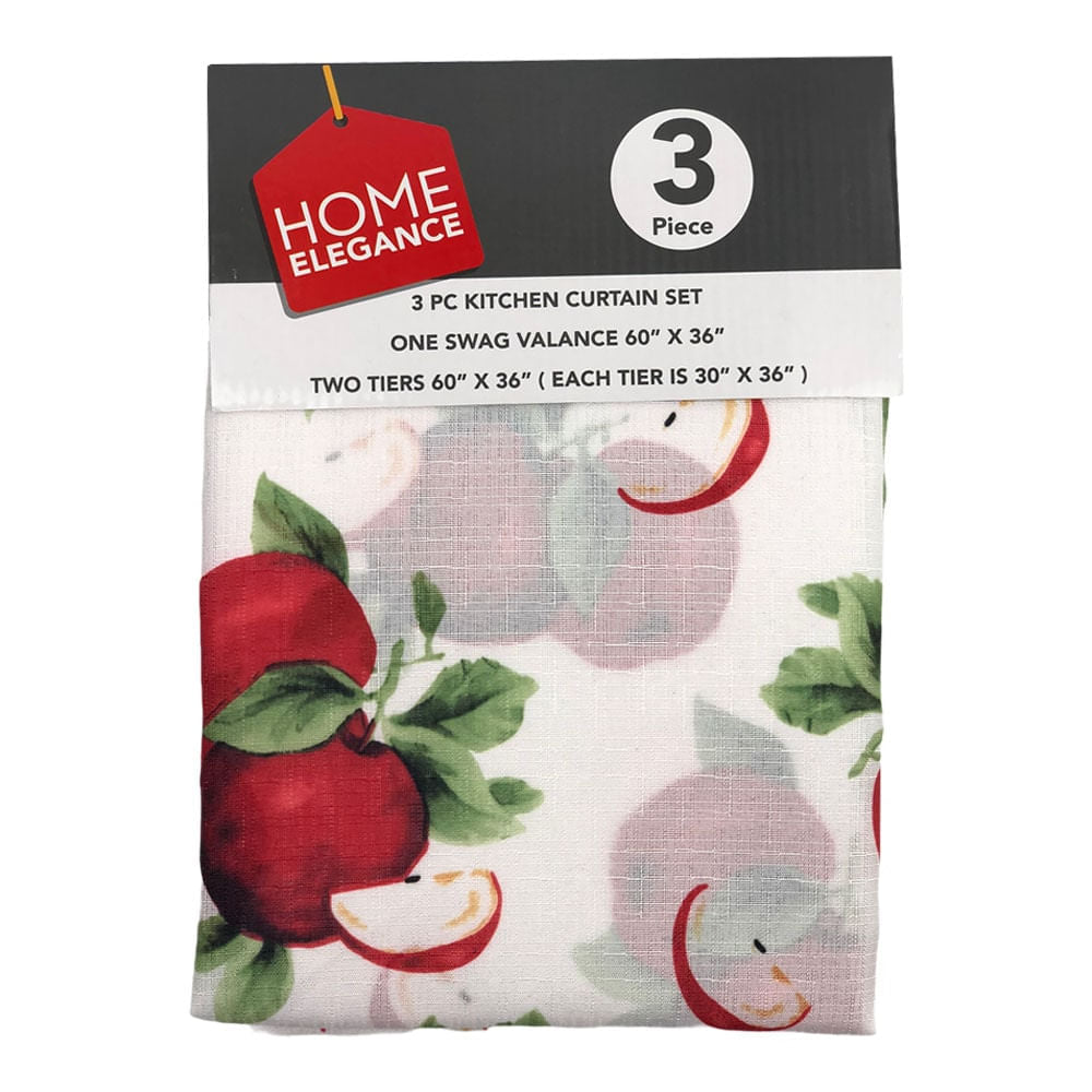 Cortina Para Cocina Home Elegance Apple 3 Piezas