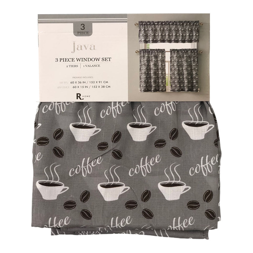 Cortina Regal Home Para Cocina Java 60" x 36" - Gris Oscuro