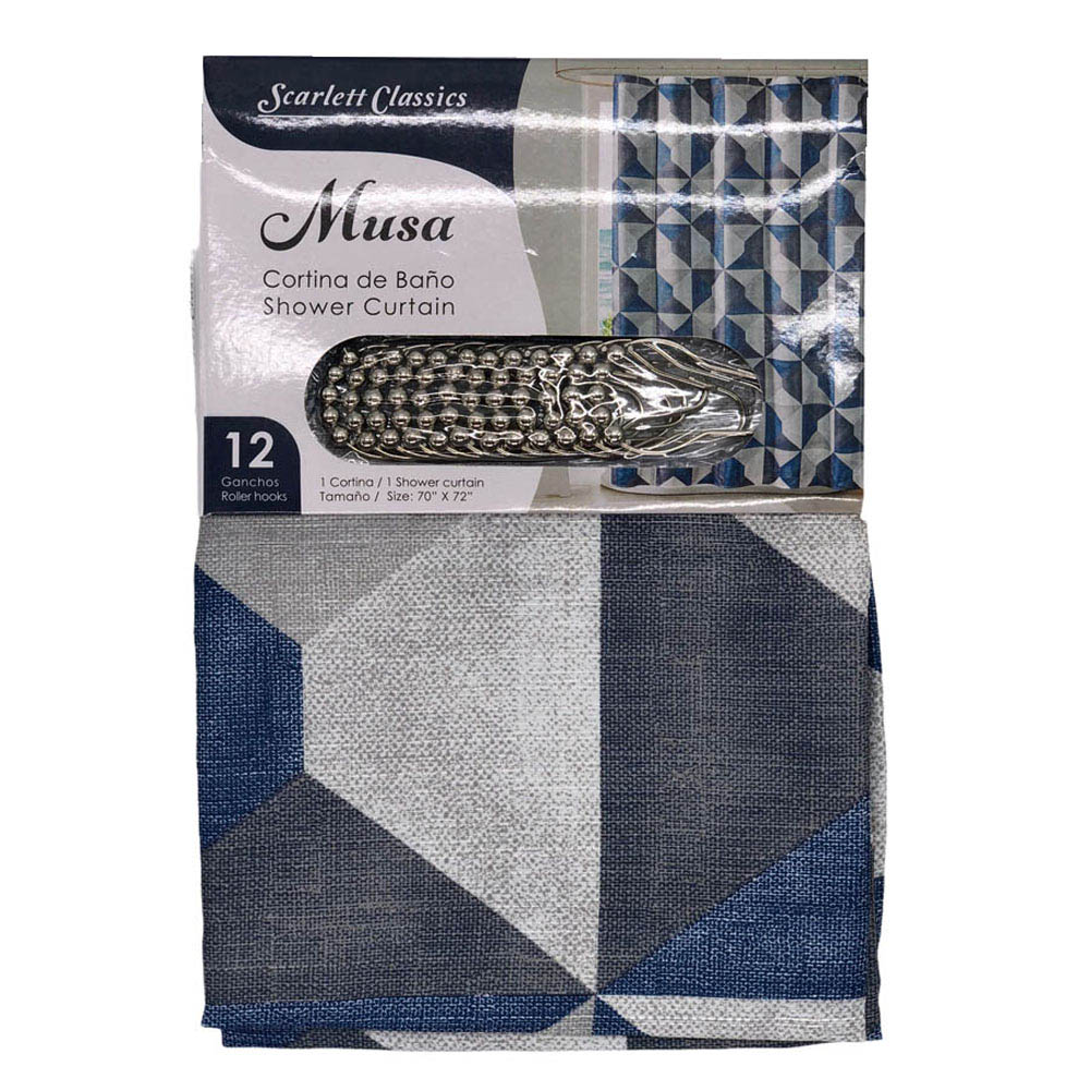 Cortina Para Baño Scarlett Classics Musa Con Ganchos 70" x 72"