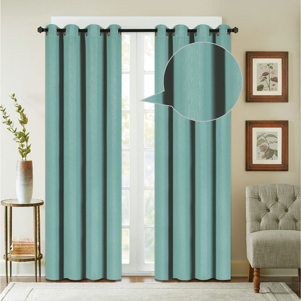 Cortina Home Accents Clara Blackout Con Aros 54" x 90" - Aguamarina oscuro