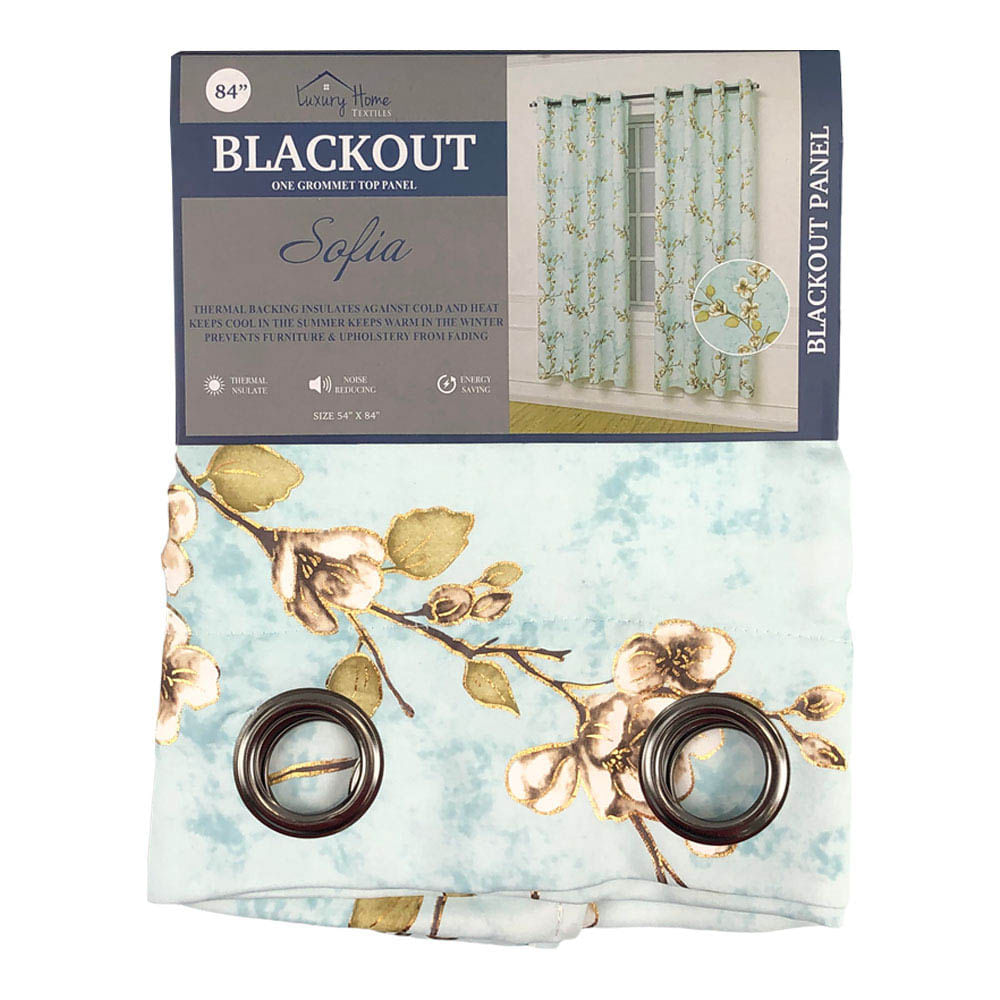 Cortina Luxury Sofia Blackout Con Aros 54" x 84" - Azul Cielo