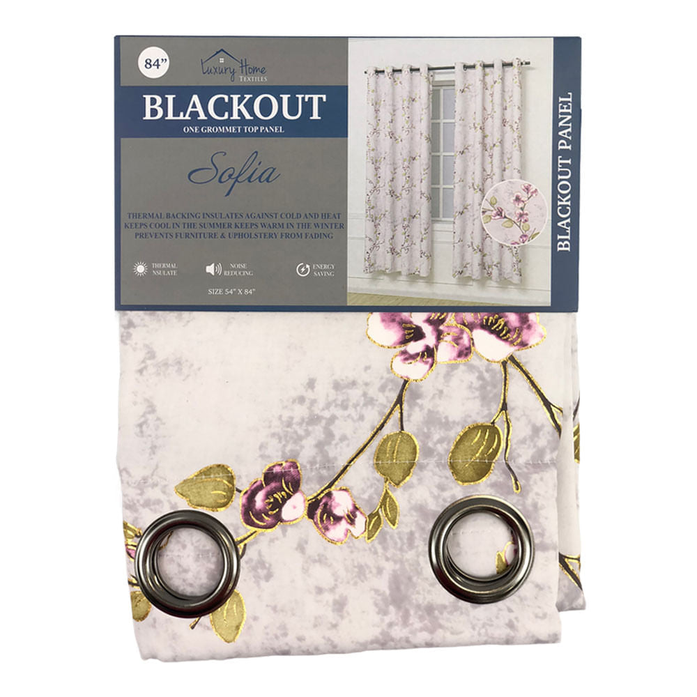 Cortina Luxury Sofia Blackout Con Aros 54" x 84" - Gris Claro