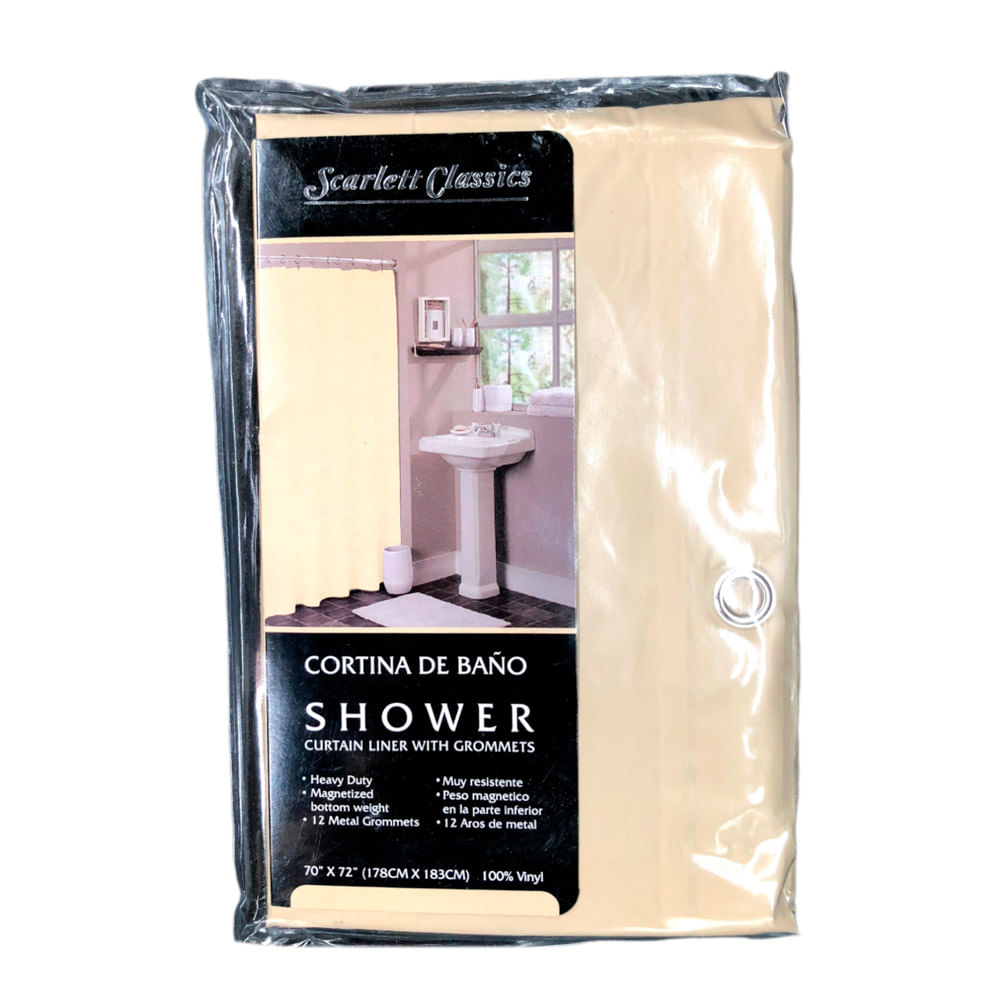 Cortina Para Baño Scarlett Classic 70" x 72" Con Aros - Trigo