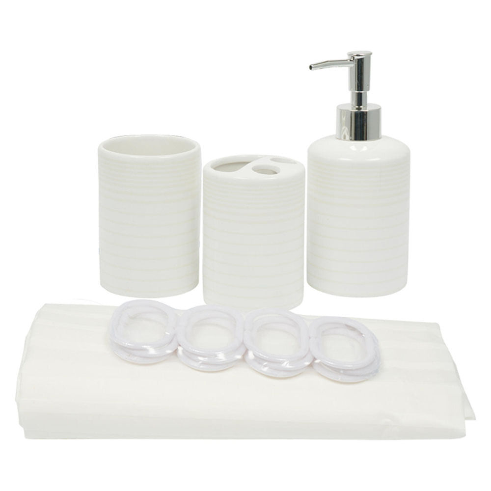 Accesorios para Baño Four Seasons Con Cortina 16 piezas Blanco