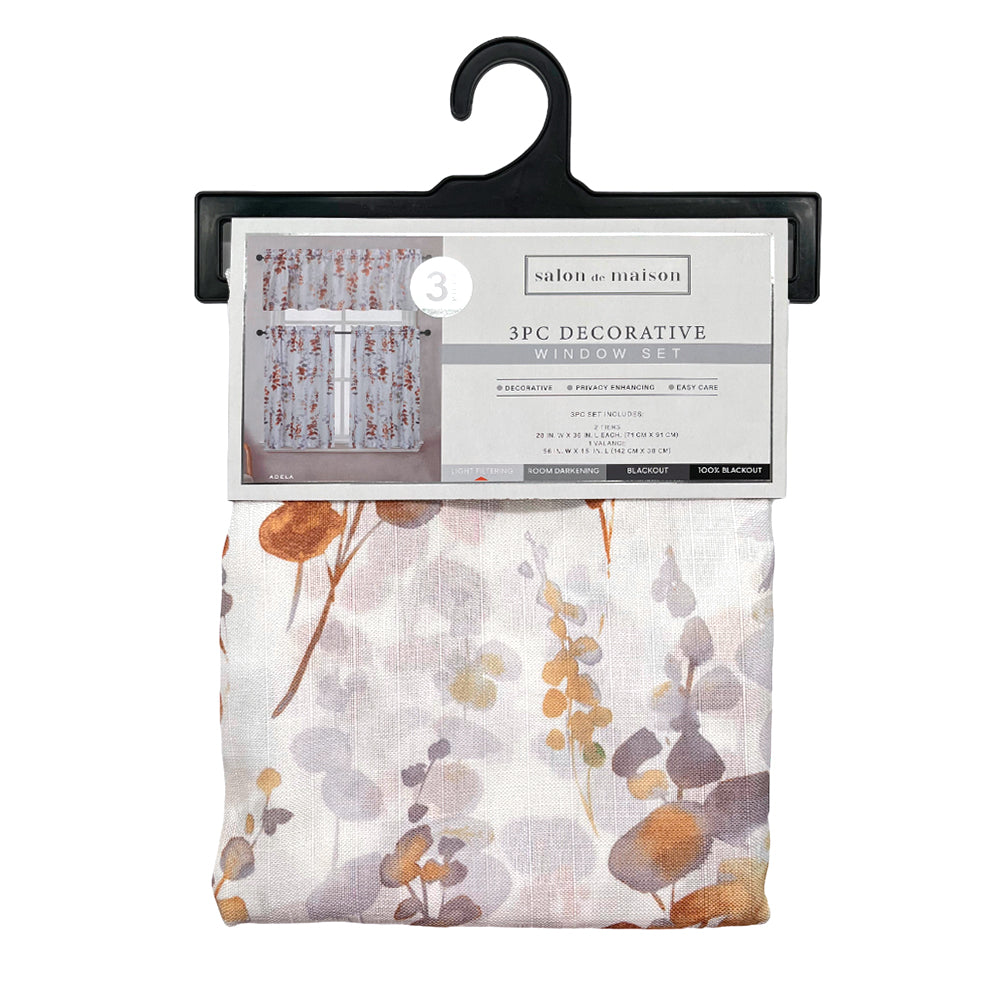 Cortina de Cocina Adela Regal Home 56" x 36" / 3 Piezas / Estampada - Neutral
