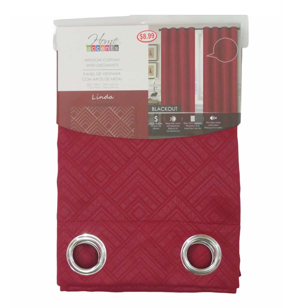 Cortina Linda Home Elegance Blackout 55" x 84" - Rojo oscuro