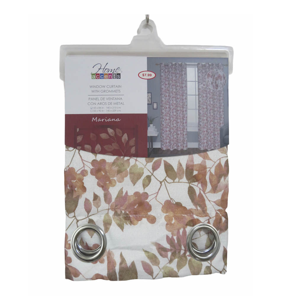 Cortina Mariana Home Elegance 55" x 84" - Coral