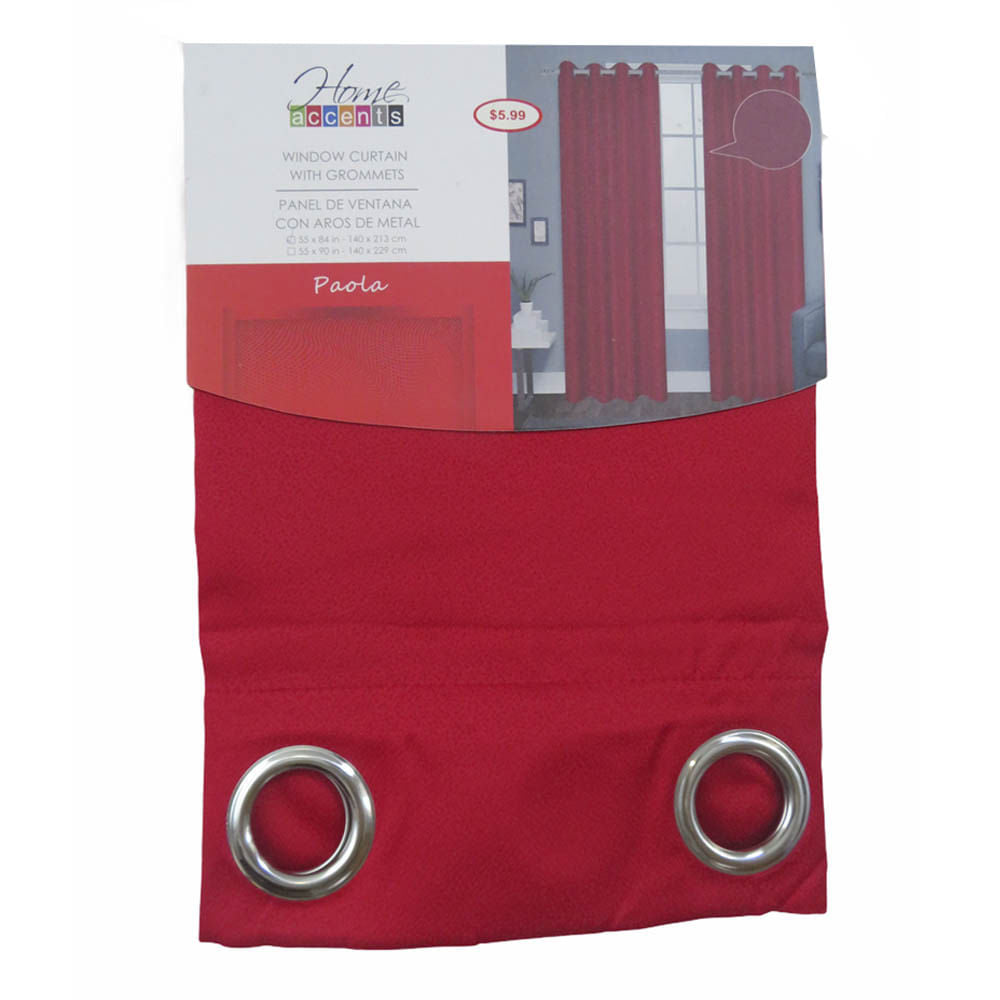 Cortina Paola Home Elegance 55" x 84" - Rojo