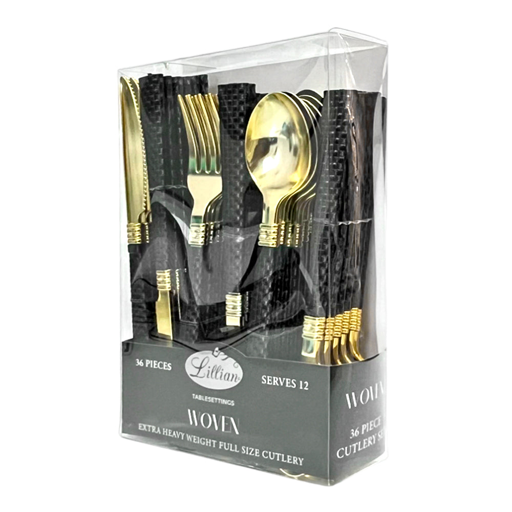 Cubiertos Reutilizables / Lillian / 36 Piezas / Negro